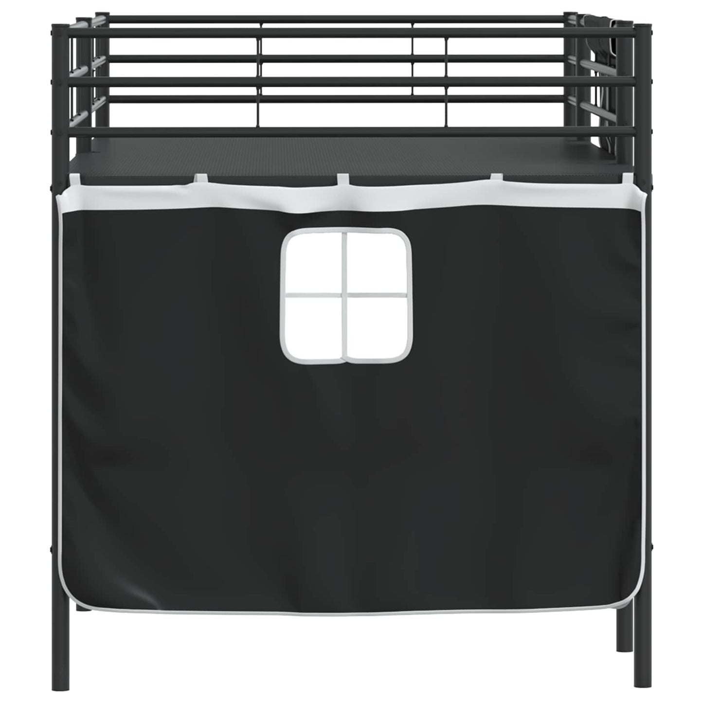 vidaXL Kinder Loft Bettgestell mit Vorhängen Schwarz 79,5 x 200 cm