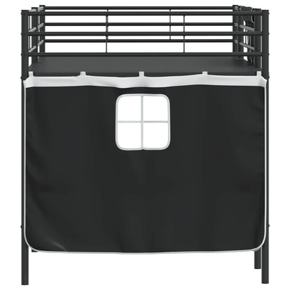 vidaXL Kinder Loft Bettgestell mit Vorhängen Schwarz 79,5 x 200 cm