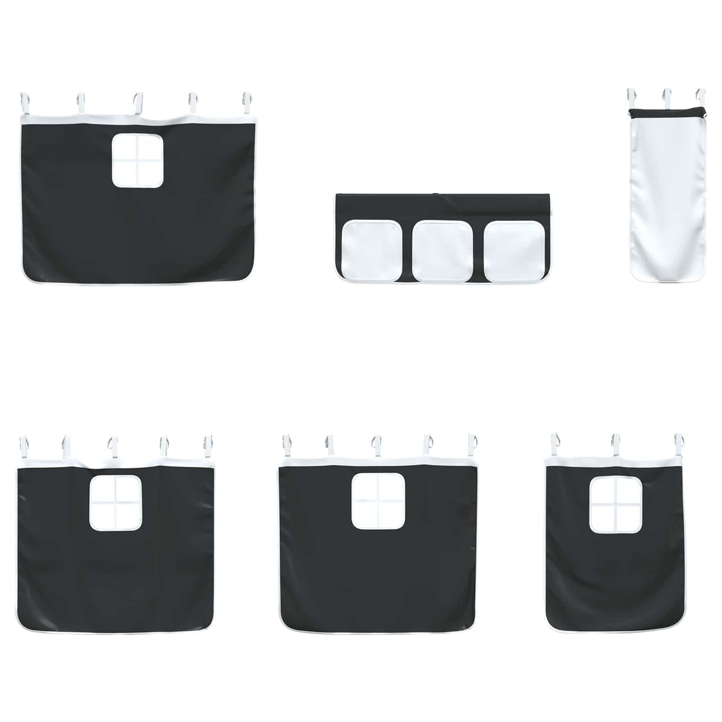 Kinder Loft Bettgestell mit Vorhängen Schwarz 99,5 x 200 cm