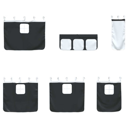 Kinder Loft Bettgestell mit Vorhängen Schwarz 107 x 201 cm