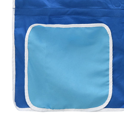 Kinder Loft Bettgestell mit Vorhängen Schwarz und Blau