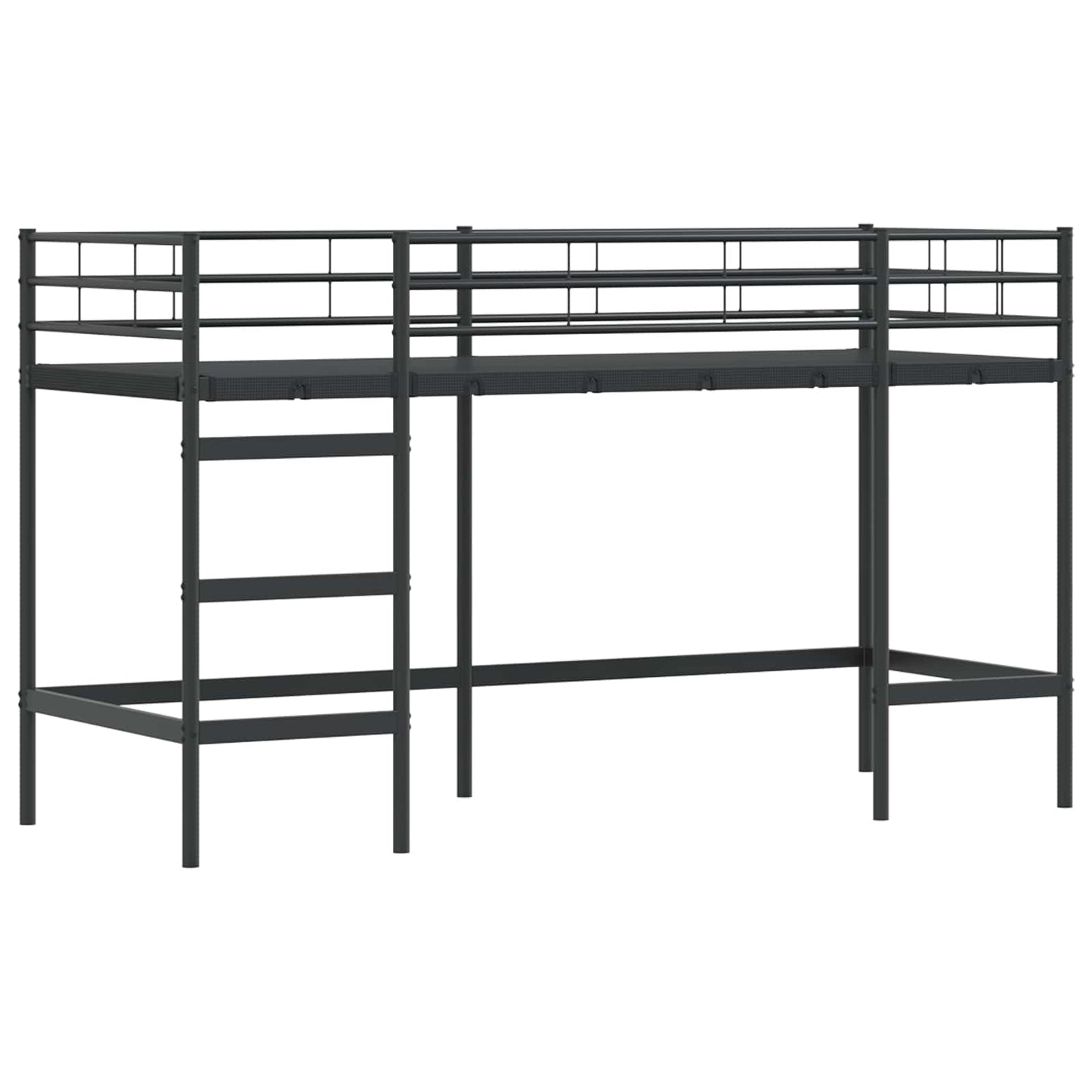 vidaXL Kinder Loft Bettgestell mit Vorhängen Schwarz und Pink