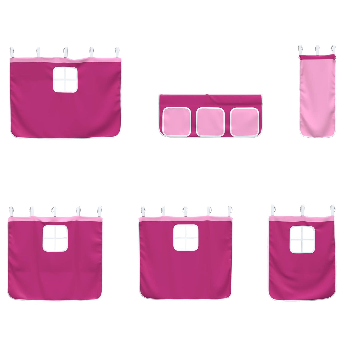 Kinder Loft Bettgestell mit Vorhängen Schwarz und Pink