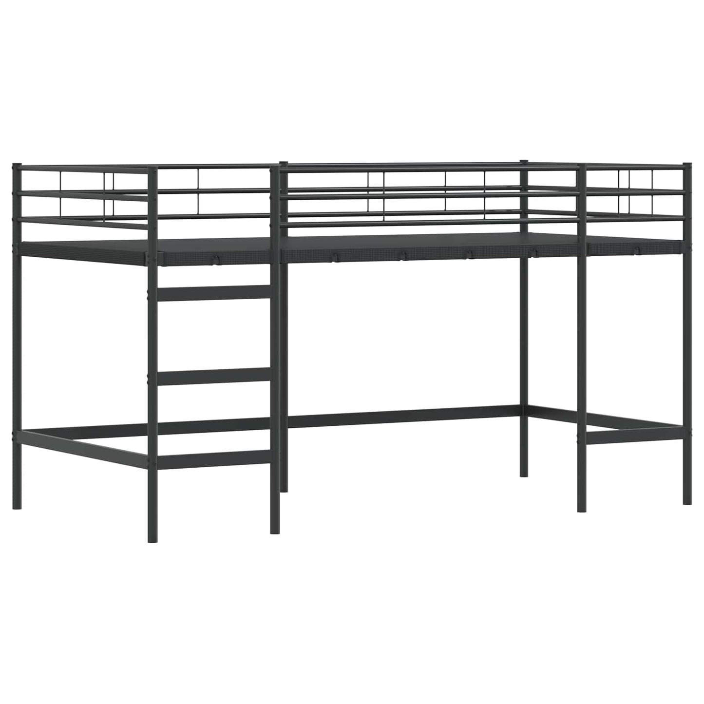 vidaXL Lit mezzanine pour enfant avec rideaux Noir et rose