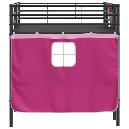 vidaXL Lit mezzanine pour enfant avec rideaux Noir et rose