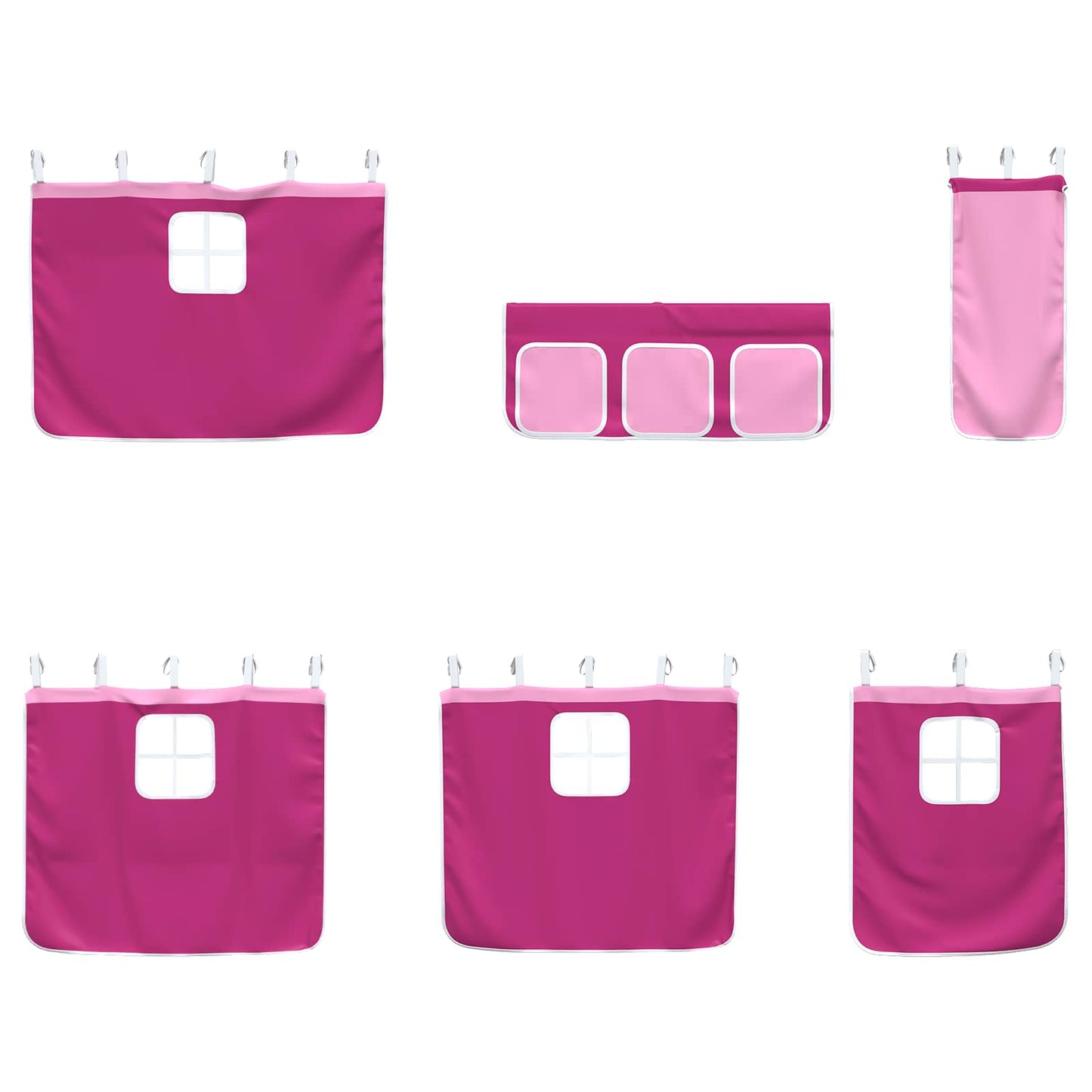 Kinder Loft Bettgestell mit Vorhängen Schwarz und Pink