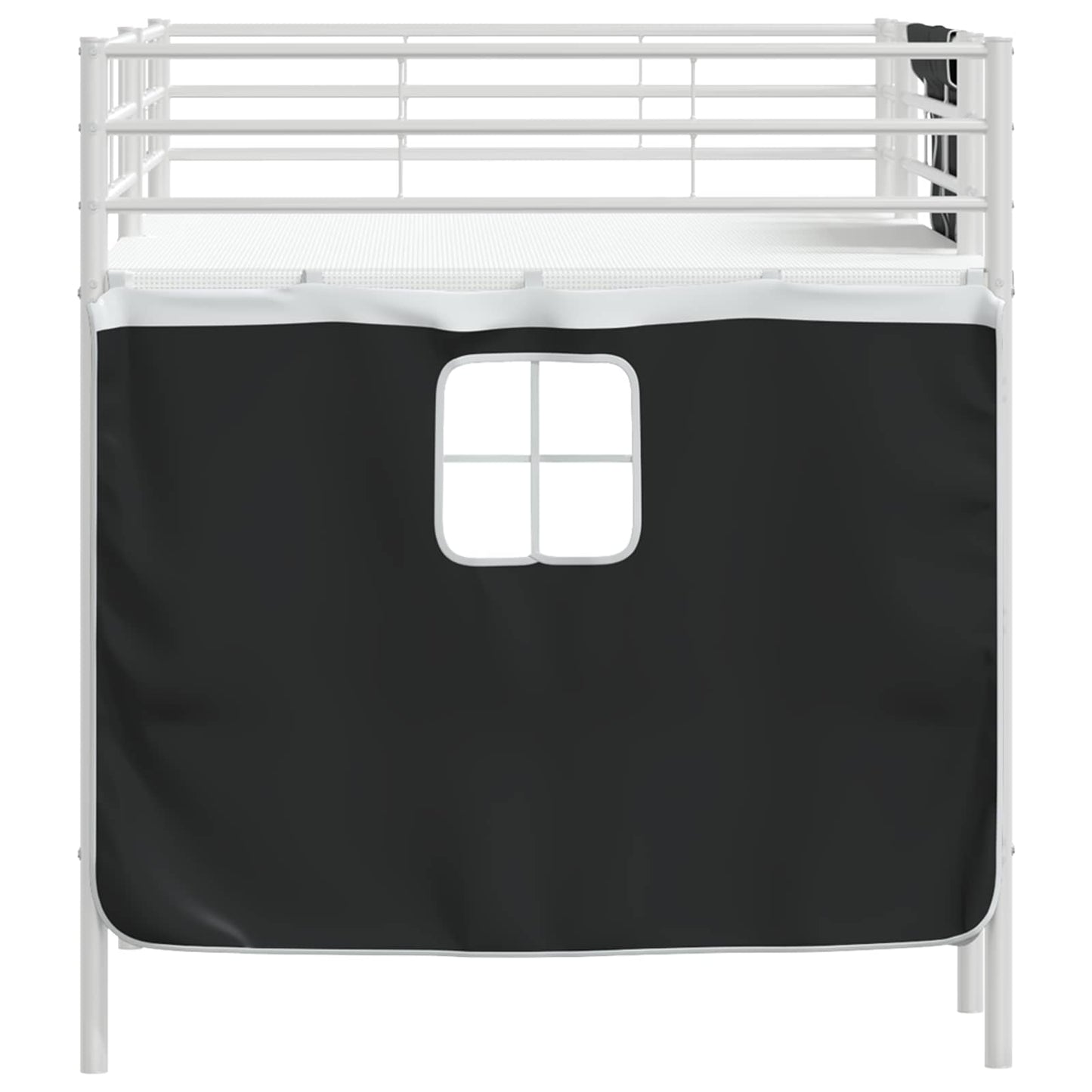 Kinder Loft Bettgestell mit Vorhängen Weiß und Schwarz