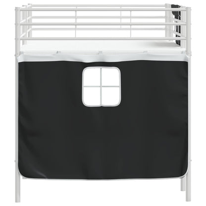 Kinder Loft Bettgestell mit Vorhängen Weiß und Schwarz