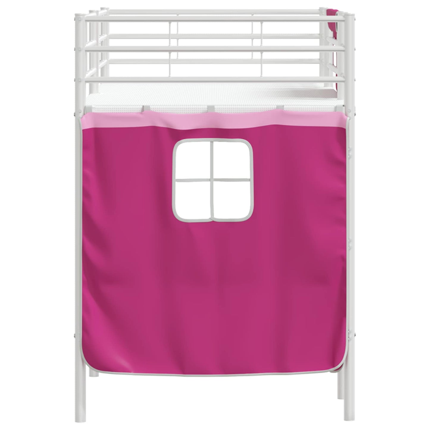 vidaXL Kinder Loft Bettgestell mit Vorhängen Weiß und Rosa 90 x 190 cm