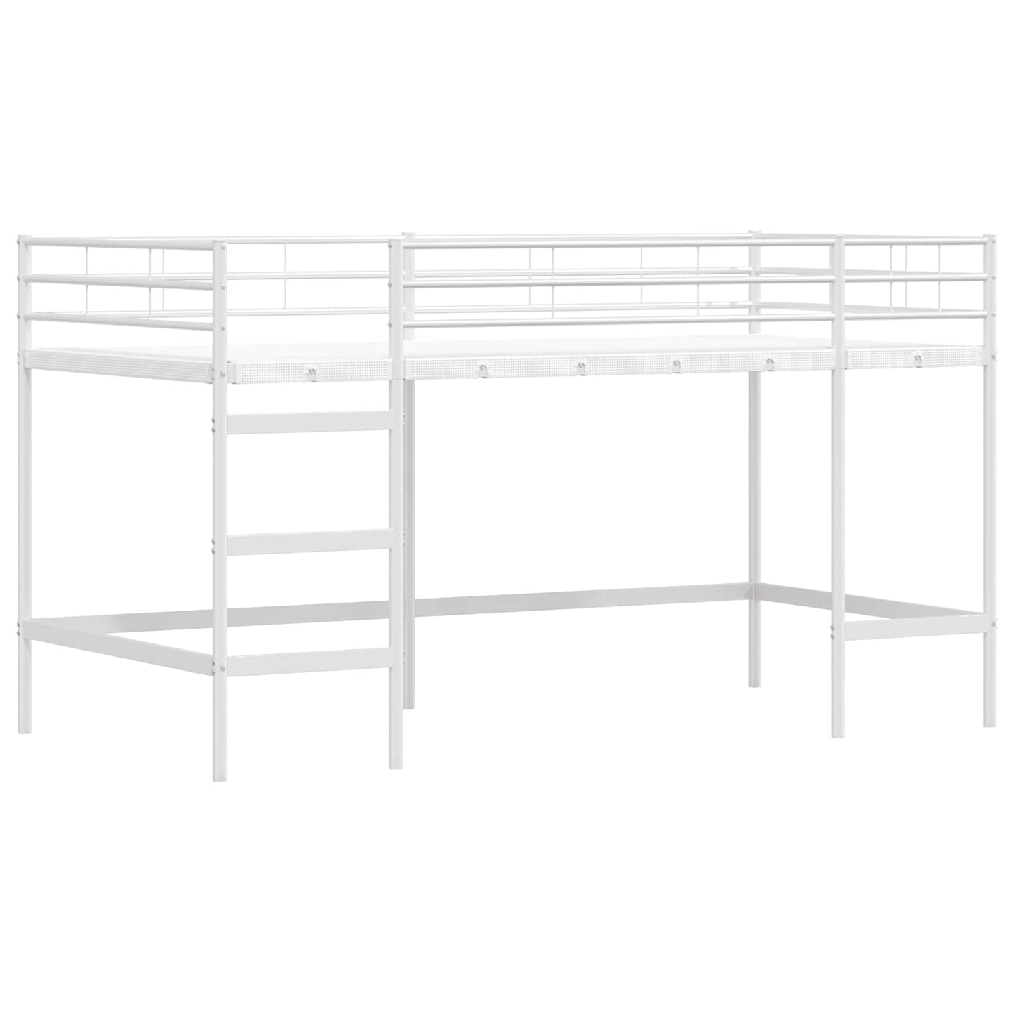 vidaXL Kinder Loft Bettgestell mit Vorhängen Weiß und Rosa 90 x 200 cm