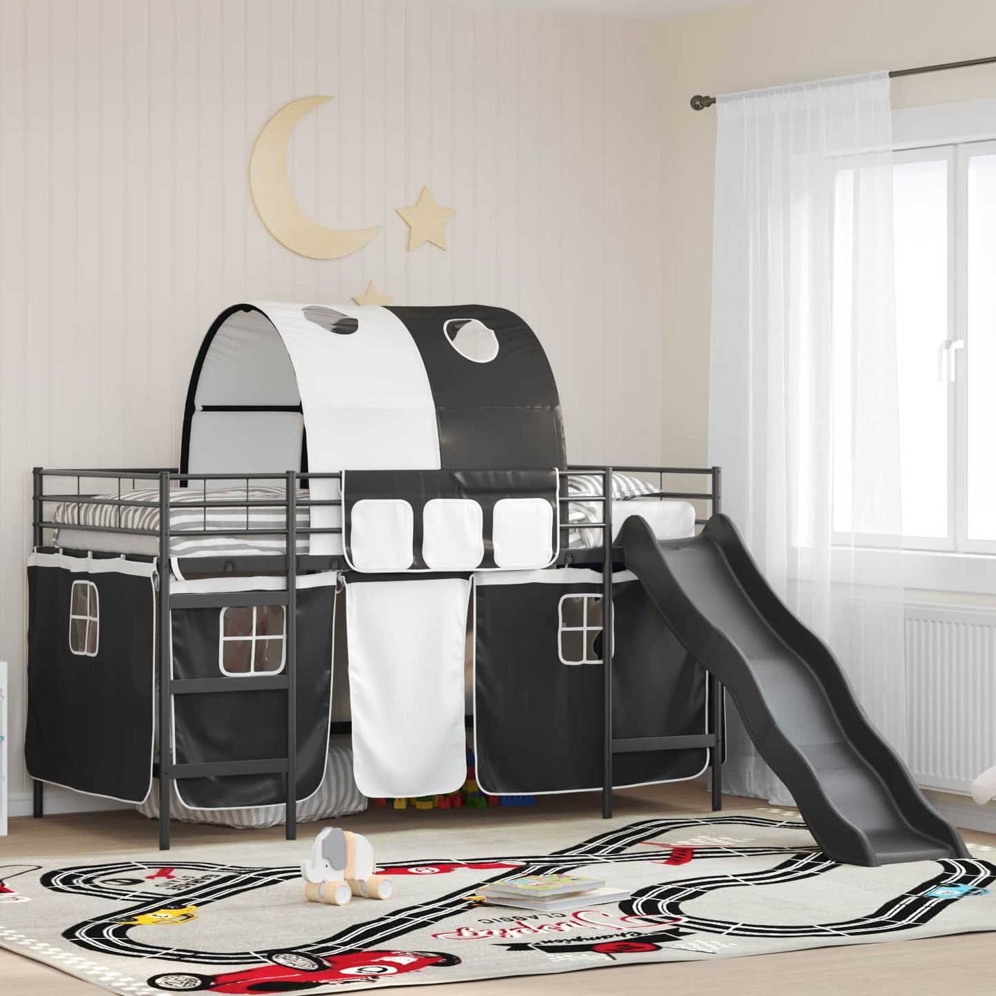 vidaXL Kinder-Etagenbett Schwarz 107 x 200 cm Metall