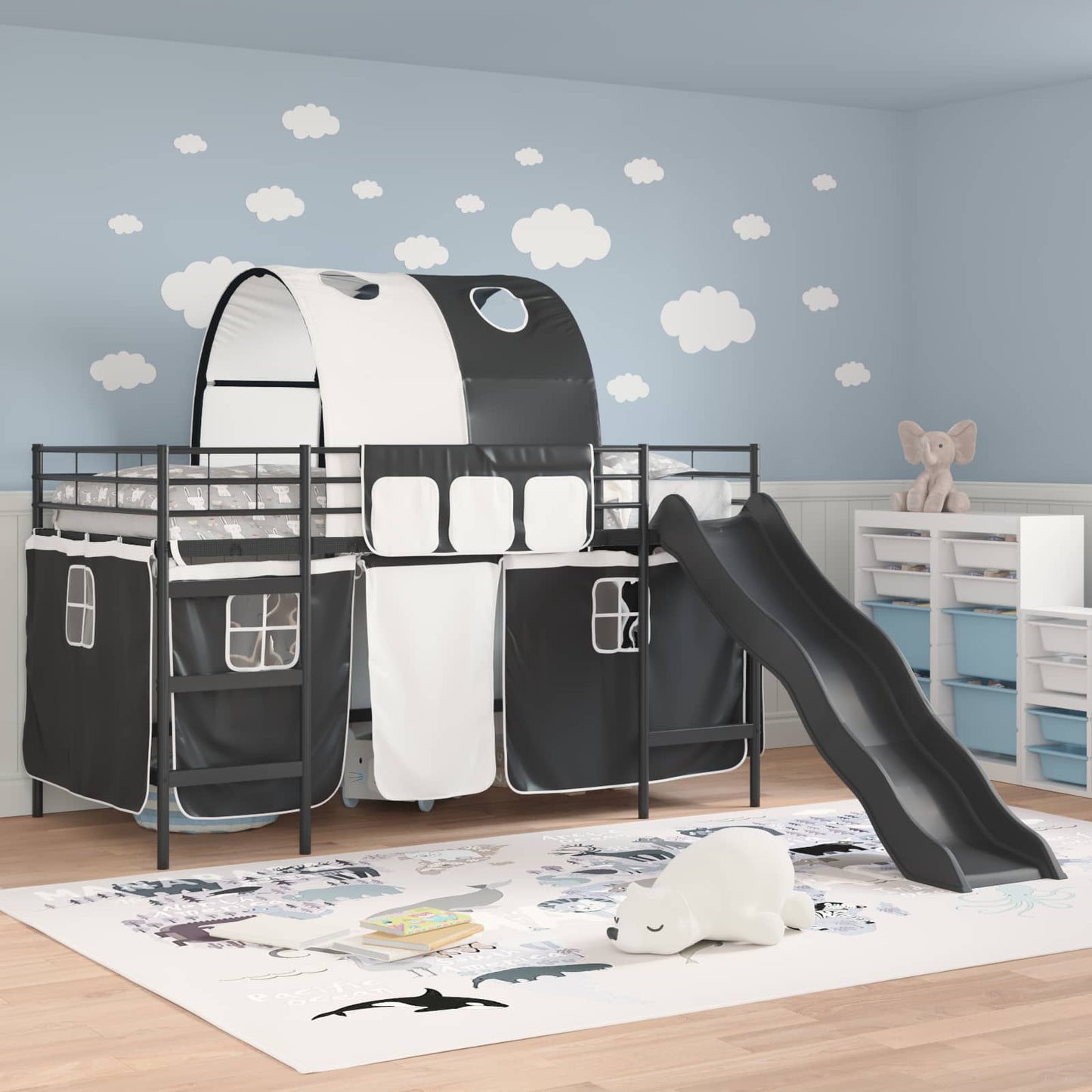 vidaXL Kinder-Etagenbett Schwarz 107 x 200 cm Metall