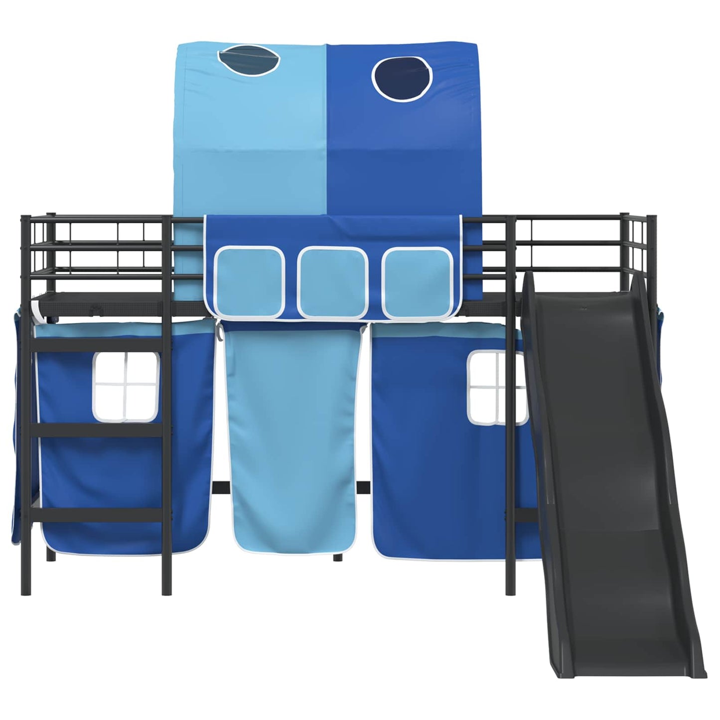 vidaXL Kinder-Etagenbett Schwarz und Blau 74,5 x 190 cm Metall