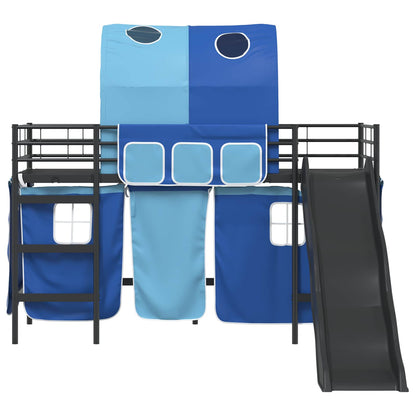 vidaXL Kinder-Etagenbett Schwarz und Blau 74,5 x 190 cm Metall