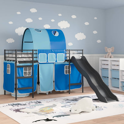 vidaXL Lit superposé pour enfants noir et bleu 90 x 190 cm métal