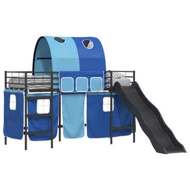 vidaXL Kinder-Etagenbett Schwarz und Blau 90 x 190 cm Metall