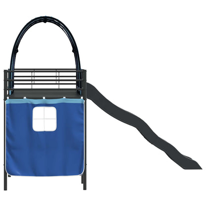vidaXL Lit superposé pour enfants noir et bleu 90 x 190 cm métal