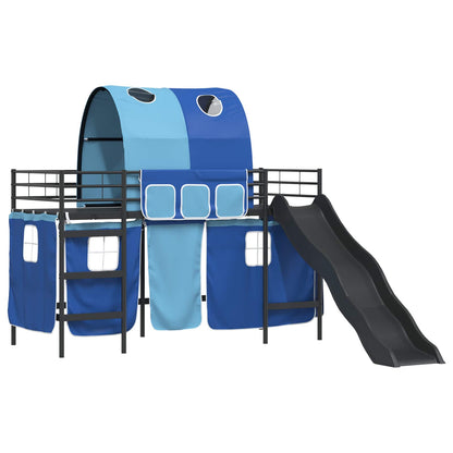 vidaXL Kinder-Etagenbett Schwarz und Blau 99,5 x 190 cm Metall