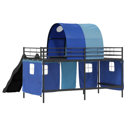 vidaXL Kinder-Etagenbett Schwarz und Blau 99,5 x 200 cm Metall