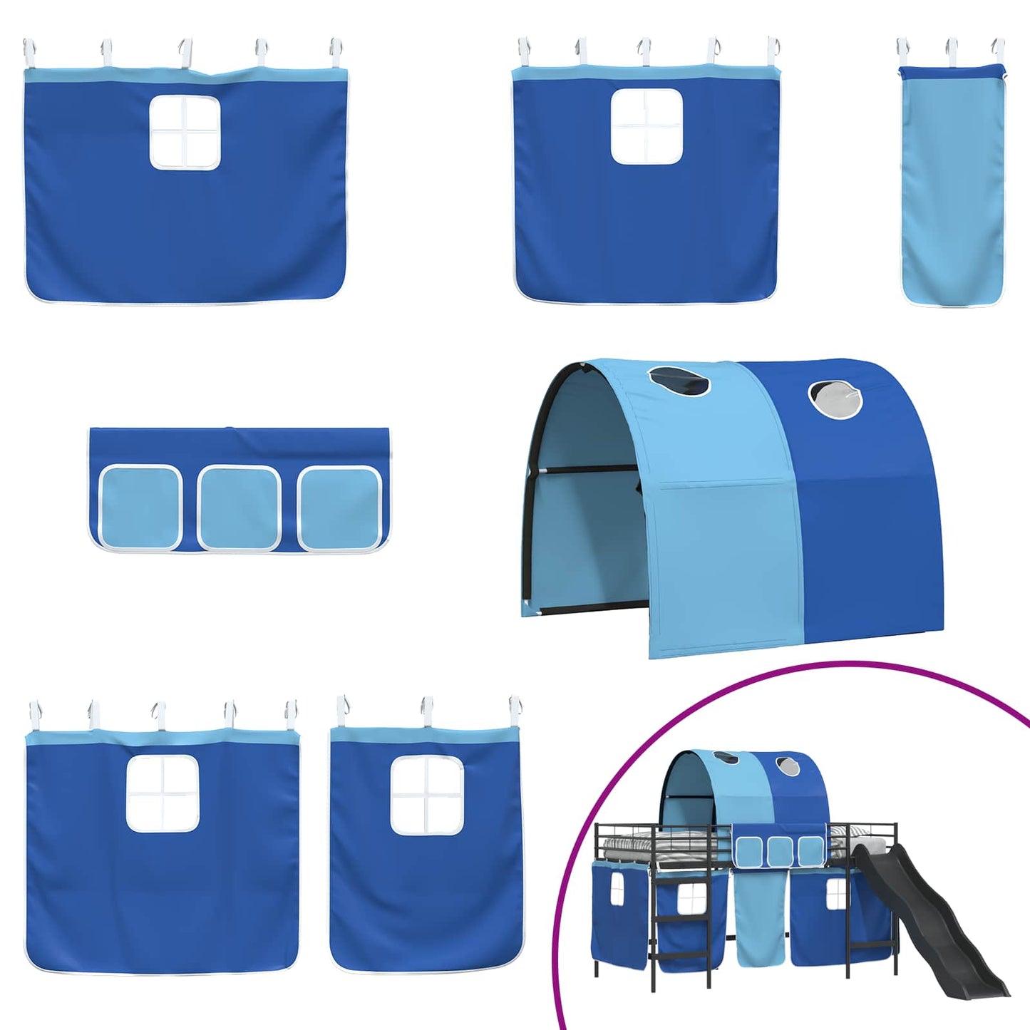 vidaXL Kinder-Etagenbett Schwarz und Blau 99,5 x 200 cm Metall