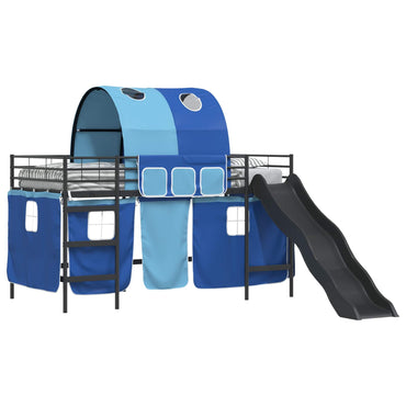 vidaXL Kinder-Etagenbett Schwarz und Blau 107 x 200 cm Metall