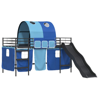 vidaXL Kinder-Etagenbett Schwarz und Blau 107 x 200 cm Metall