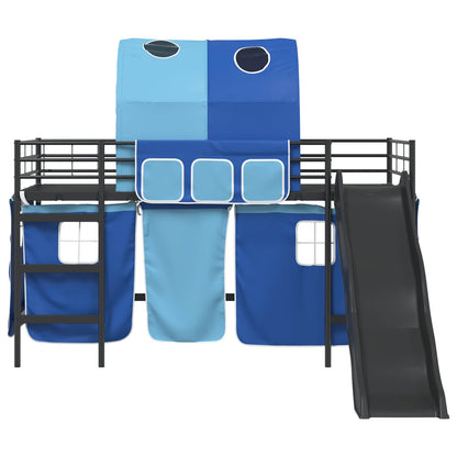vidaXL Kinder-Etagenbett Schwarz und Blau 107 x 200 cm Metall