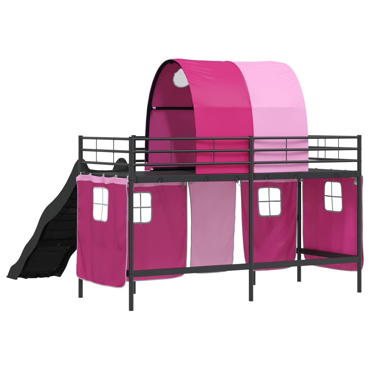 vidaXL Kinder-Etagenbett Schwarz und Pink 74,5 x 190 cm Metall