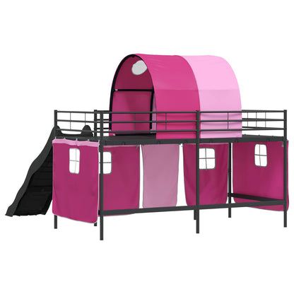 vidaXL Kinder-Etagenbett Schwarz und Pink 79,5 x 200 cm Metall