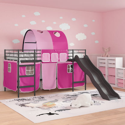 Kinder-Etagenbett Schwarz und Pink 90 x 200 cm Metall