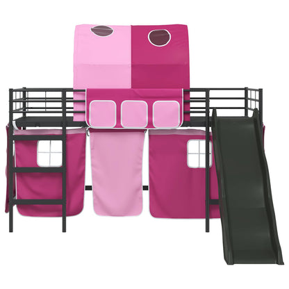 Kinder-Etagenbett Schwarz und Pink 90 x 200 cm Metall