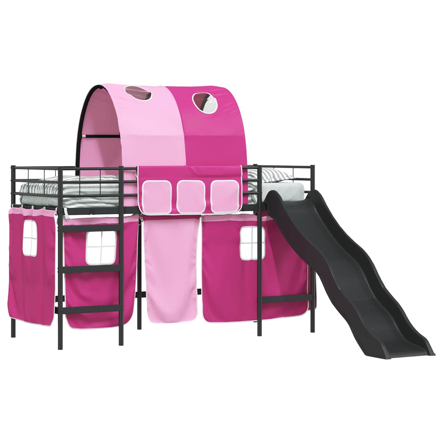 Kinder-Etagenbett Schwarz und Pink 99,5 x 190 cm Metall