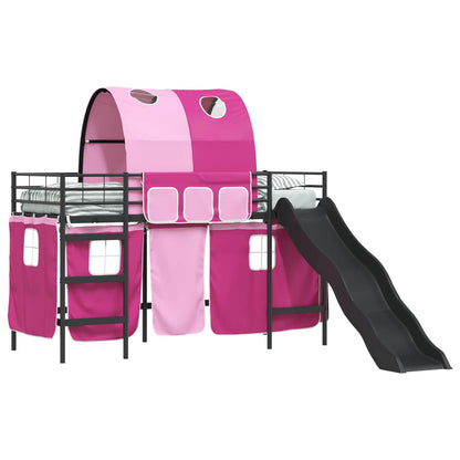 Kinder-Etagenbett Schwarz und Pink 99,5 x 190 cm Metall
