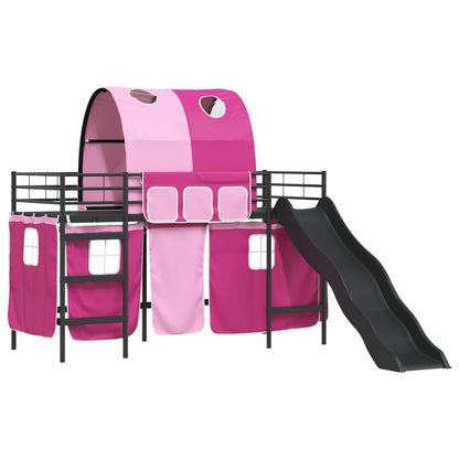 Kinder-Etagenbett Schwarz und Pink 99,5 x 190 cm Metall