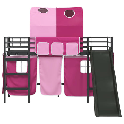 Kinder-Etagenbett Schwarz und Pink 99,5 x 190 cm Metall