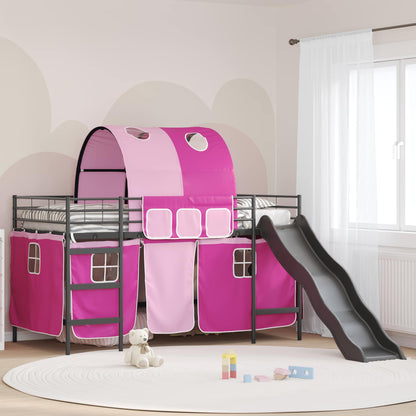 vidaXL Kinder-Etagenbett Schwarz und Pink 99,5 x 200 cm Metall