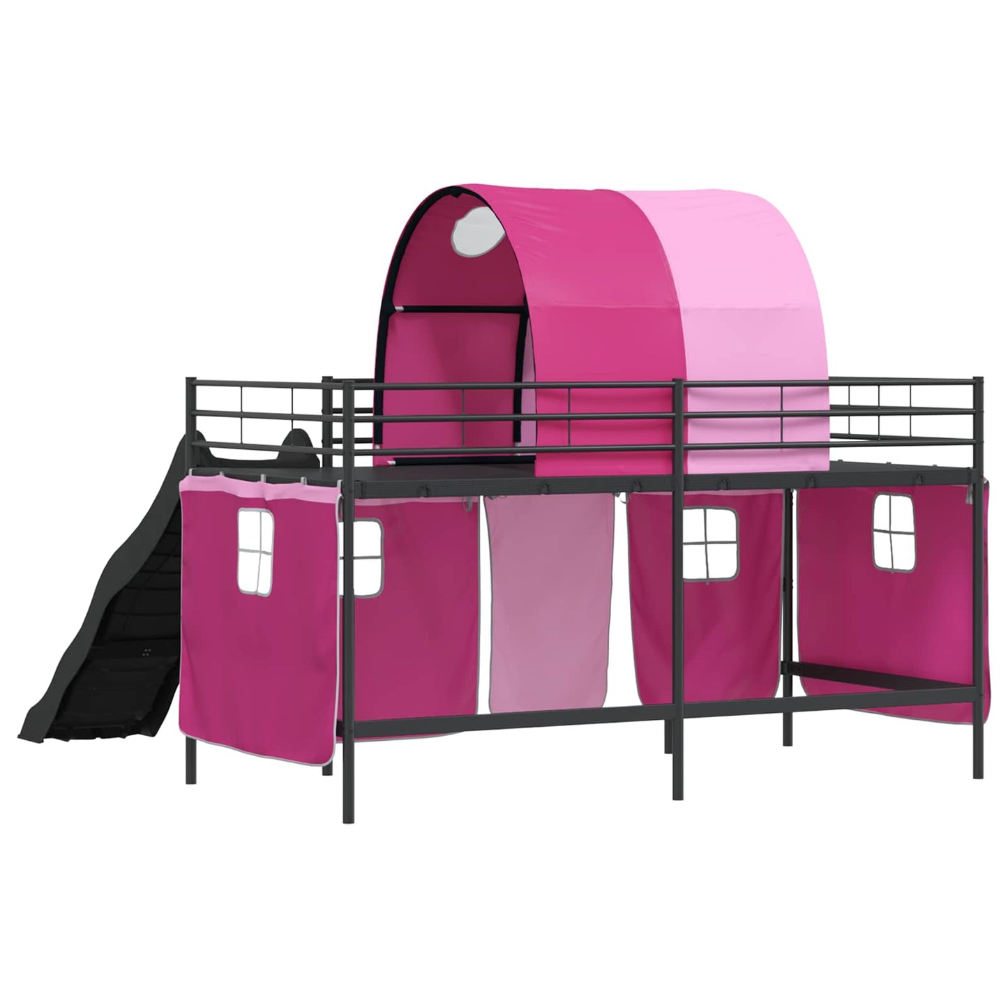 vidaXL Kinder-Etagenbett Schwarz und Pink 99,5 x 200 cm Metall