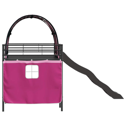 vidaXL Kinder-Etagenbett Schwarz und Pink 99,5 x 200 cm Metall