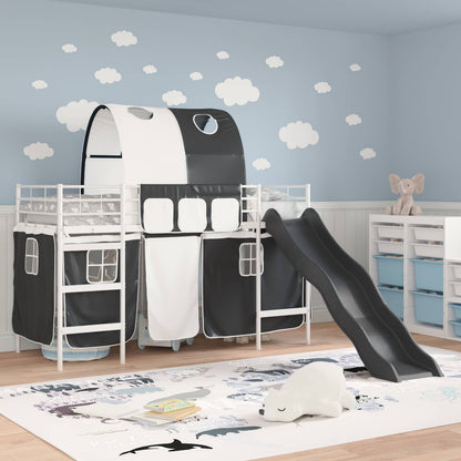 vidaXL Kinder-Etagenbett Weiß und Schwarz 74,5 x 190 cm Metall