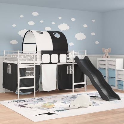 vidaXL Kinder-Etagenbett Weiß und Schwarz 79,5 x 200 cm Metall