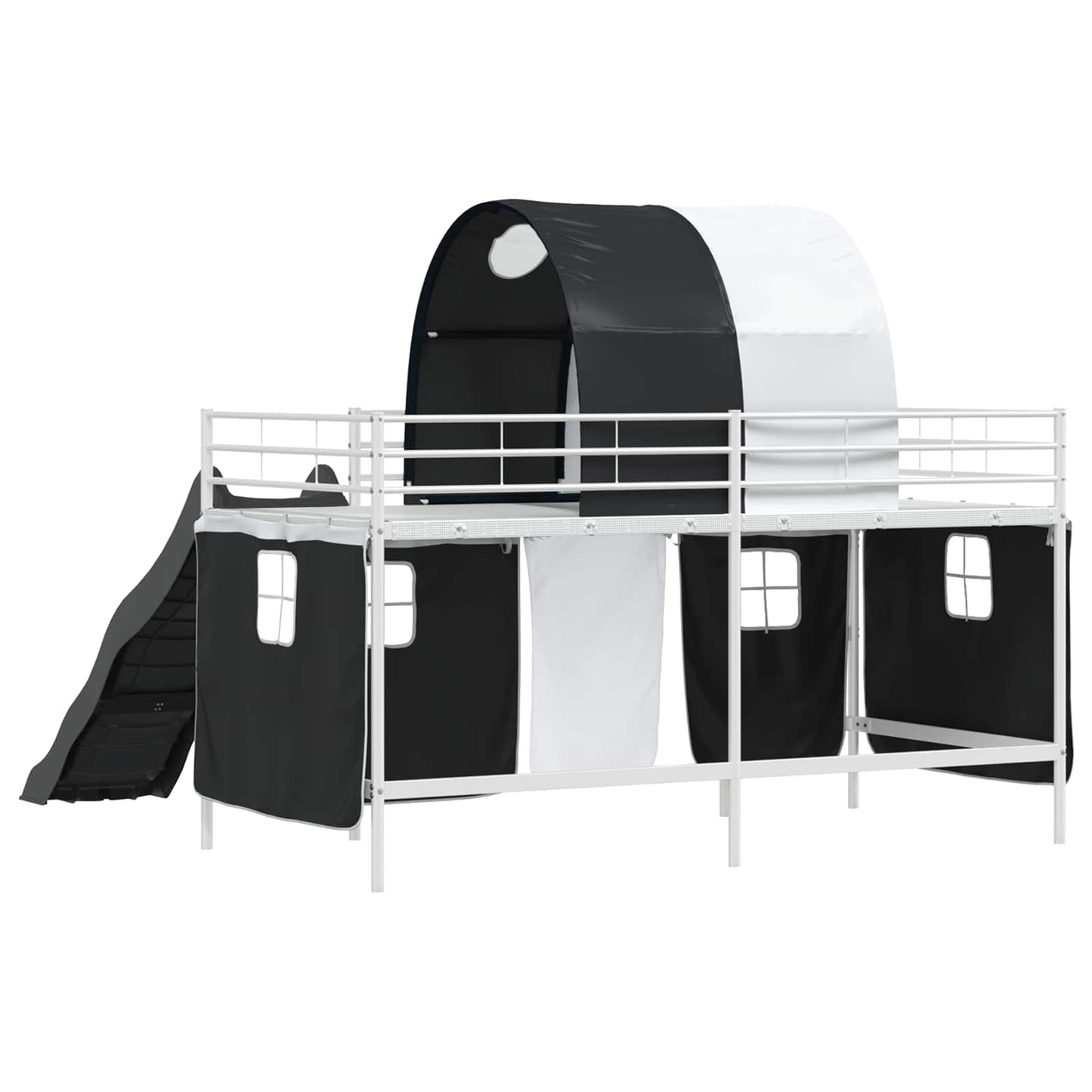 vidaXL Kinder-Etagenbett Weiß und Schwarz 79,5 x 200 cm Metall