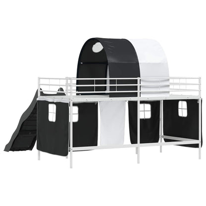 vidaXL Kinder-Etagenbett Weiß und Schwarz 79,5 x 200 cm Metall