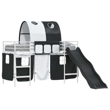vidaXL Kinder-Etagenbett Weiß und Schwarz 90 x 190 cm Metall