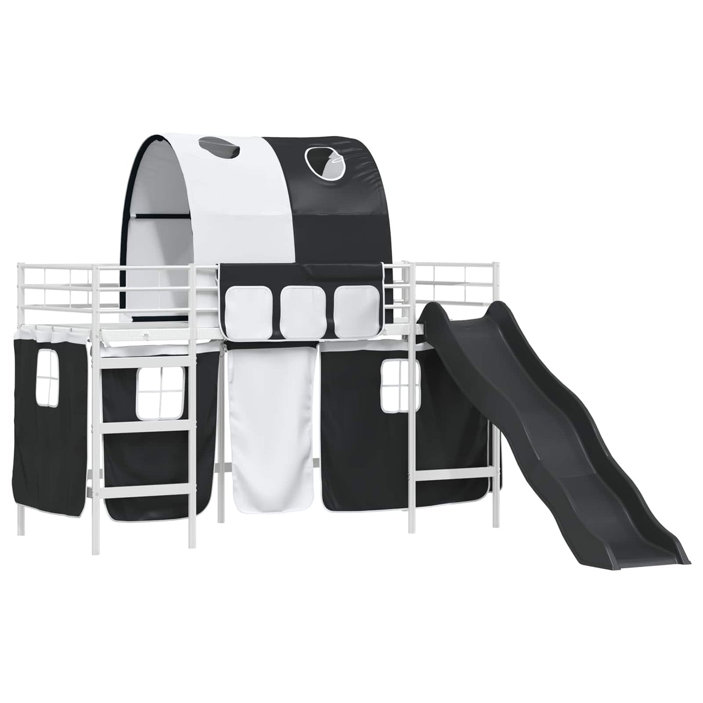 vidaXL Kinder-Etagenbett Weiß und Schwarz 90 x 190 cm Metall