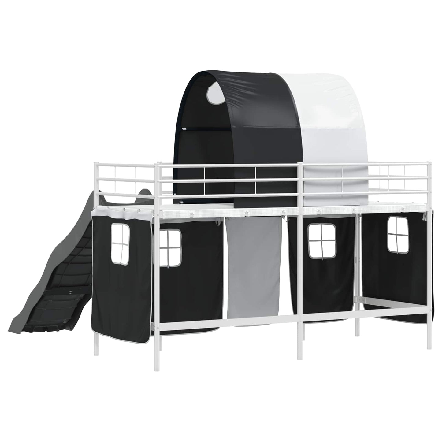 vidaXL Kinder-Etagenbett Weiß und Schwarz 90 x 190 cm Metall
