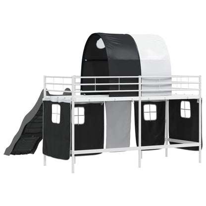 vidaXL Kinder-Etagenbett Weiß und Schwarz 90 x 190 cm Metall