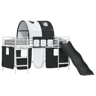 vidaXL Kinder-Etagenbett Weiß und Schwarz 90 x 200 cm Metall