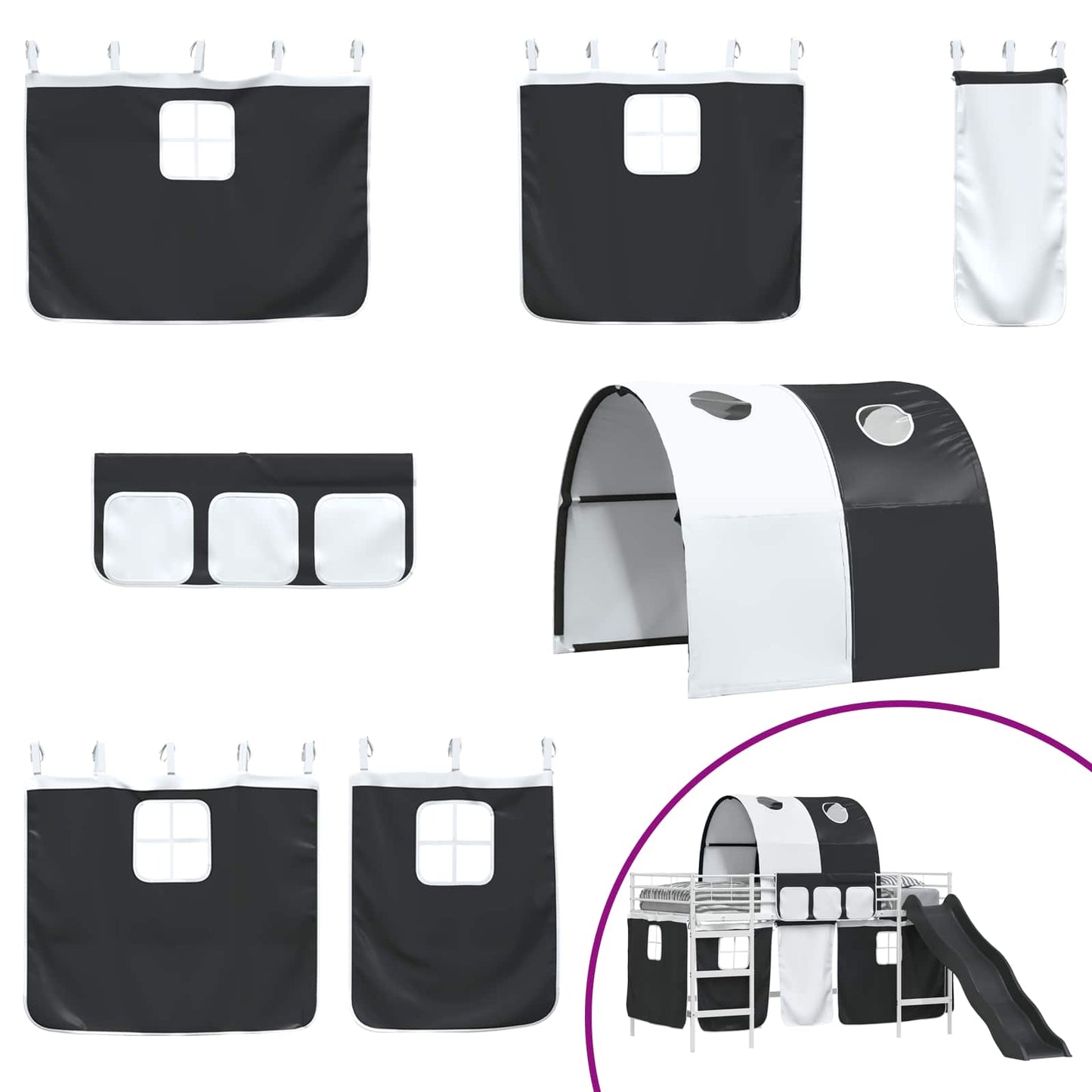 Kinder-Etagenbett Weiß und Schwarz 90 x 200 cm Metall