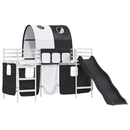 vidaXL Kinder-Etagenbett Weiß und Schwarz 99,5 x 190 cm Metall
