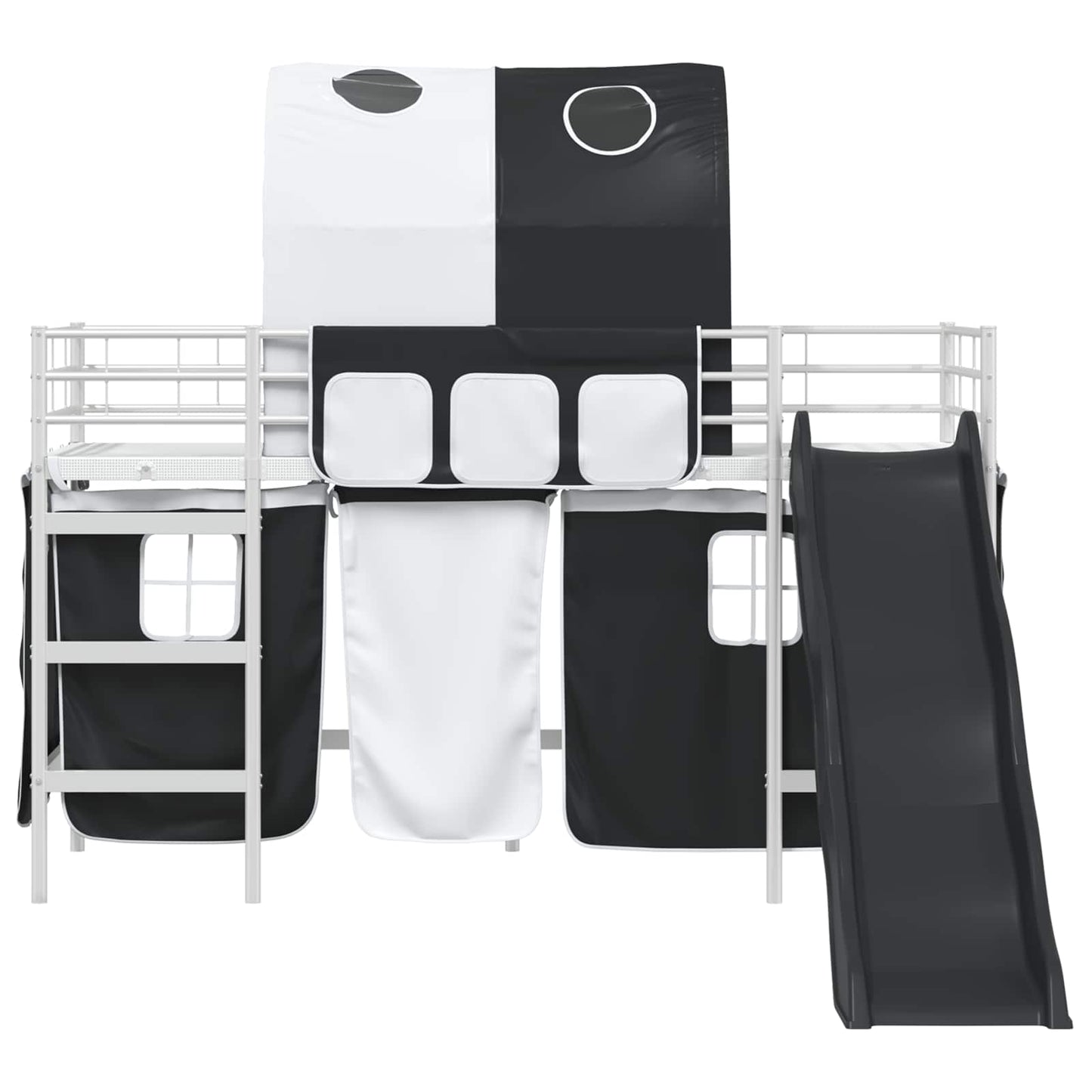 vidaXL Kinder-Etagenbett Weiß und Schwarz 99,5 x 190 cm Metall